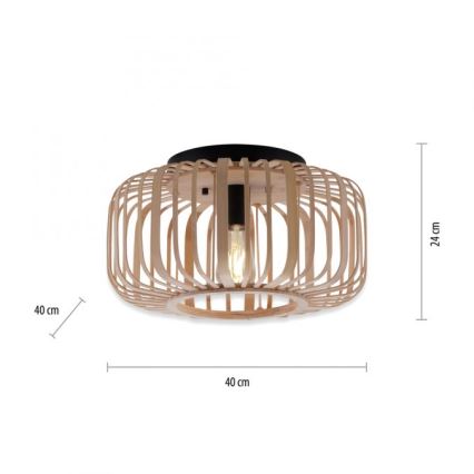 Leuchten Direkt 11412-79 - Bevestigde hanglamp RACOON 1xE27/40W/230V diameter 40 cm bamboe