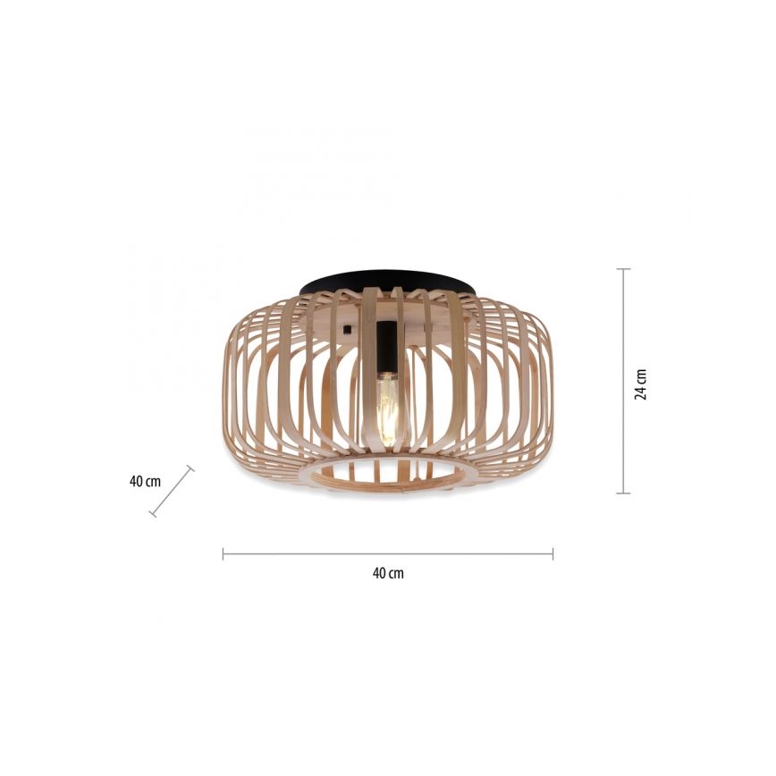 Leuchten Direkt 11412-79 - Bevestigde hanglamp RACOON 1xE27/40W/230V diameter 40 cm bamboe