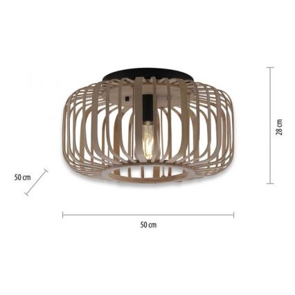 Leuchten Direkt 11413-79 - Bevestigde hanglamp RACOON 1xE27/40W/230V diameter 50 cm bamboe