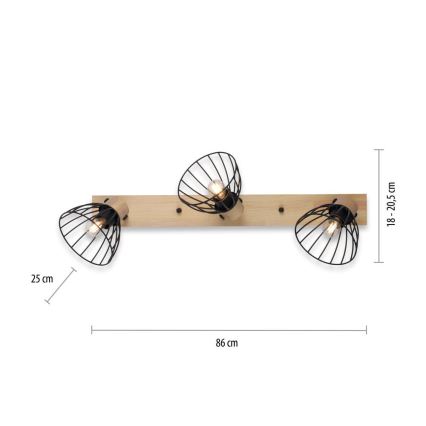 Leuchten Direkt 11418-18 - Spot LAMI 3xE27/25W/230V acacia/metaal