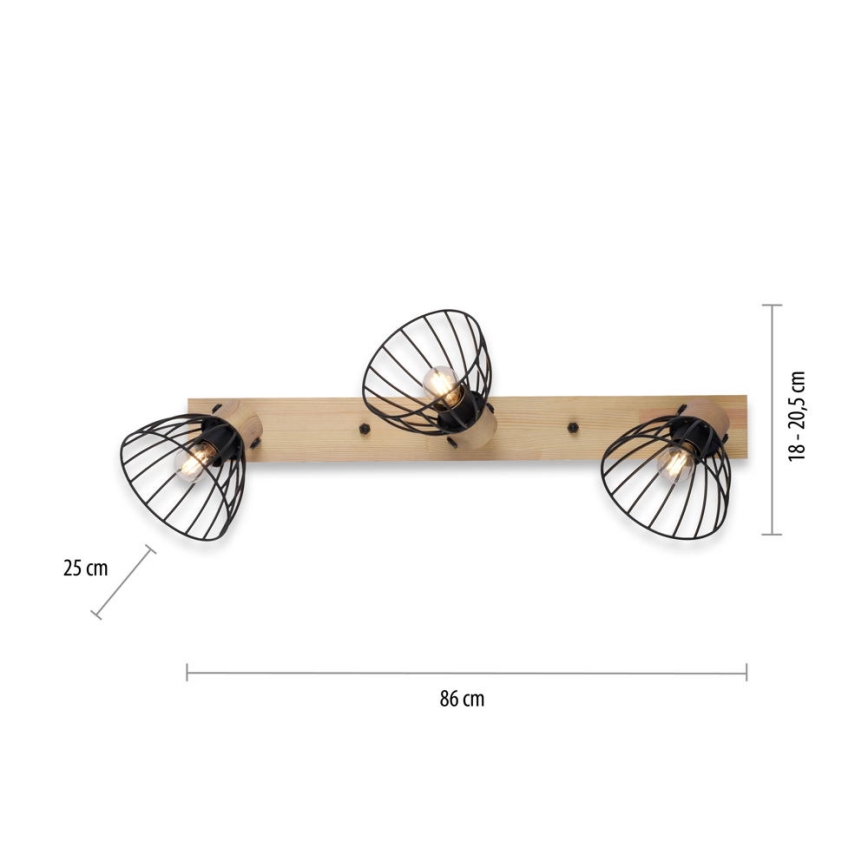 Leuchten Direkt 11418-18 - Spot LAMI 3xE27/25W/230V acacia/metaal