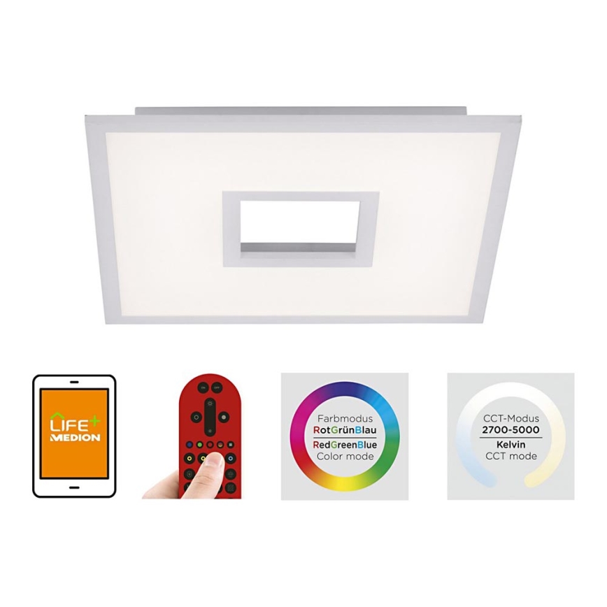 Leuchten Direkt 11645-16 - Dimbare LED RGB plafondlamp RECESS LED/22,5W/230V + LED/5W + afstandsbediening