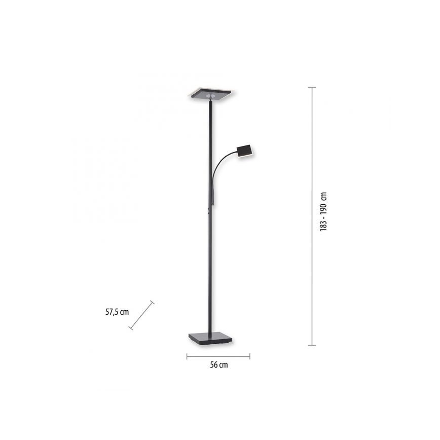 Leuchten Direkt 11710-18 - LED dimbare vloerlamp HANS LED/21,5W/230V + LED/4W