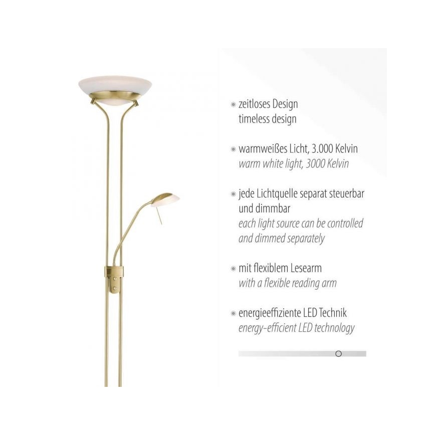 Leuchten Direkt 11730-60 - LED dimbare vloerlamp ZAHARA LED/16W/230V + LED/5W