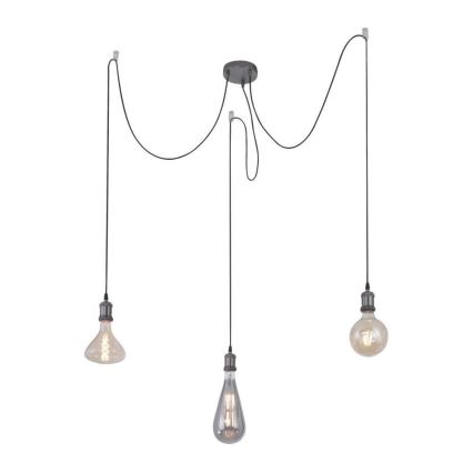 Leuchten Direkt 13571-18 - Hanglamp aan een koord DIY 3xE27/60W/230V spin zwart