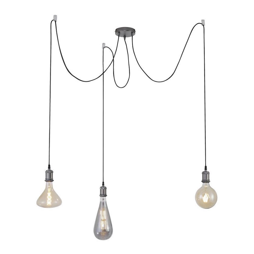 Leuchten Direkt 13571-18 - Hanglamp aan een koord DIY 3xE27/60W/230V zwart