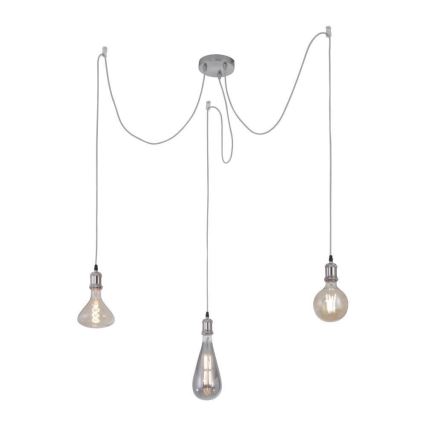 Leuchten Direkt 13571-55 - Hanglamp aan een koord DIY 3xE27/60W/230V spin mat chroom
