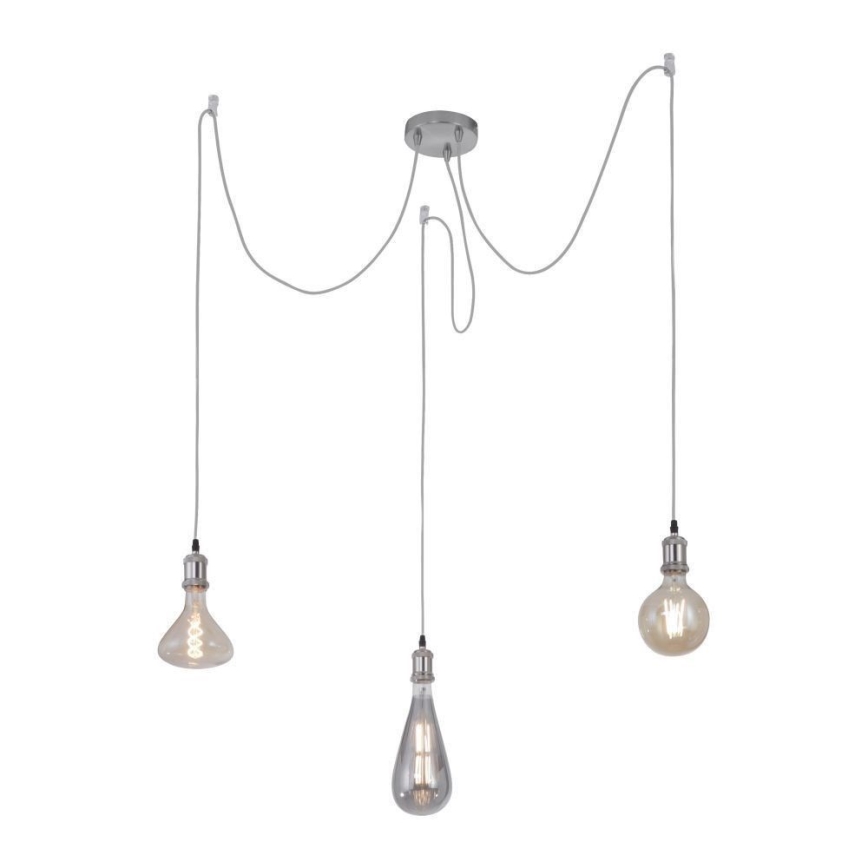 Leuchten Direkt 13571-55 - Hanglamp aan een koord DIY 3xE27/60W/230V spin mat chroom