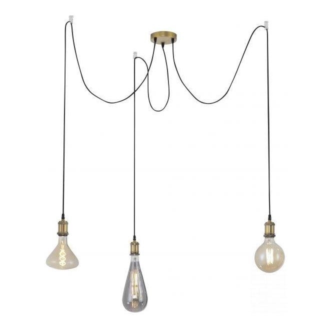 Leuchten Direkt 13571-60 - Hanglamp aan een koord DIY 3xE27/60W/230V spin messing