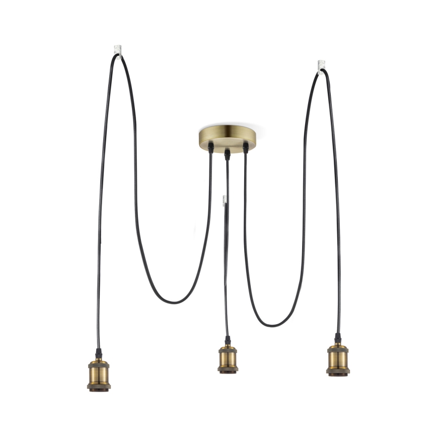 Leuchten Direkt 13571-60 - Hanglamp aan een koord DIY 3xE27/60W/230V spin messing