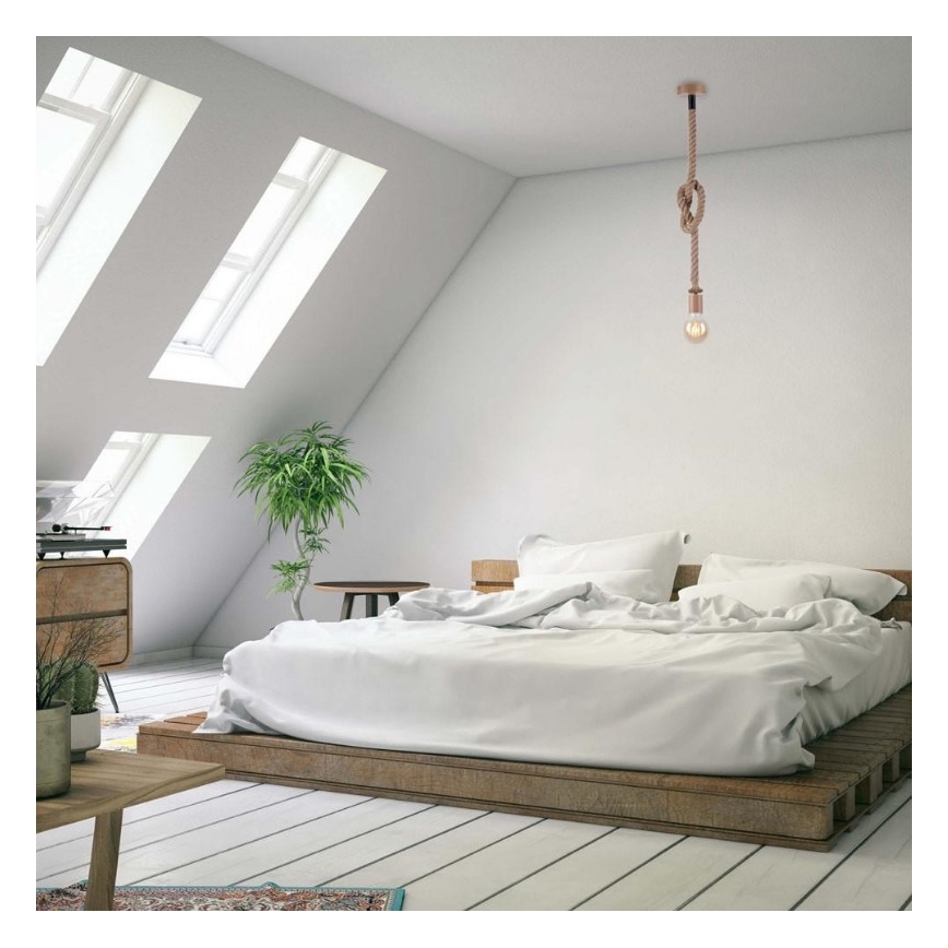 Leuchten Direkt 13572-79 - Hanglamp aan een koord DIY 1xE27/10W/230V bruin