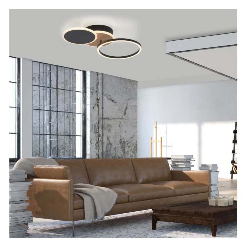 Leuchten Direkt 14116-78 - LED Plafondlamp SEVENT LED/25,5W/230V zwart/bruin