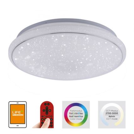 Leuchten Direkt 14743-16 - Dimbare LED RGB Plafond Lamp JUPI LED/28W/230V Tuya 2700-5000K + afstandsbediening
