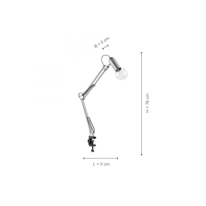 Leuchten Direkt 14773-55 - Tafellamp met klem TURN ME 1xE27/60W/230V mat chroom