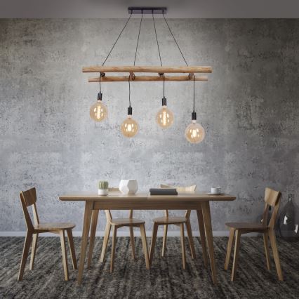 Leuchten Direkt 15025-18 - Hanglamp aan een koord EDGAR 4xE27/60W/230V eucalyptus