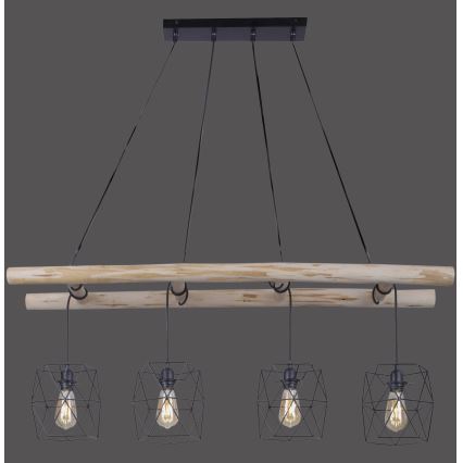 Leuchten Direkt 15036-18 - Hanglamp aan een koord EDGAR 4xE27/60W/230V eucalyptus