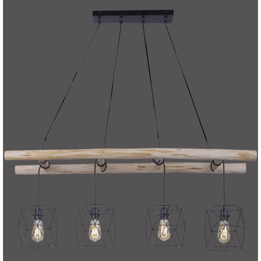 Leuchten Direkt 15036-18 - Hanglamp aan een koord EDGAR 4xE27/60W/230V eucalyptus