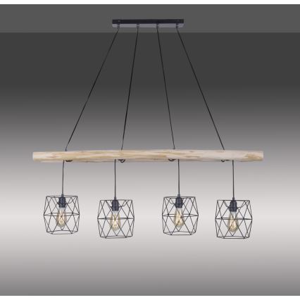 Leuchten Direkt 15036-18 - Hanglamp aan een koord EDGAR 4xE27/60W/230V eucalyptus