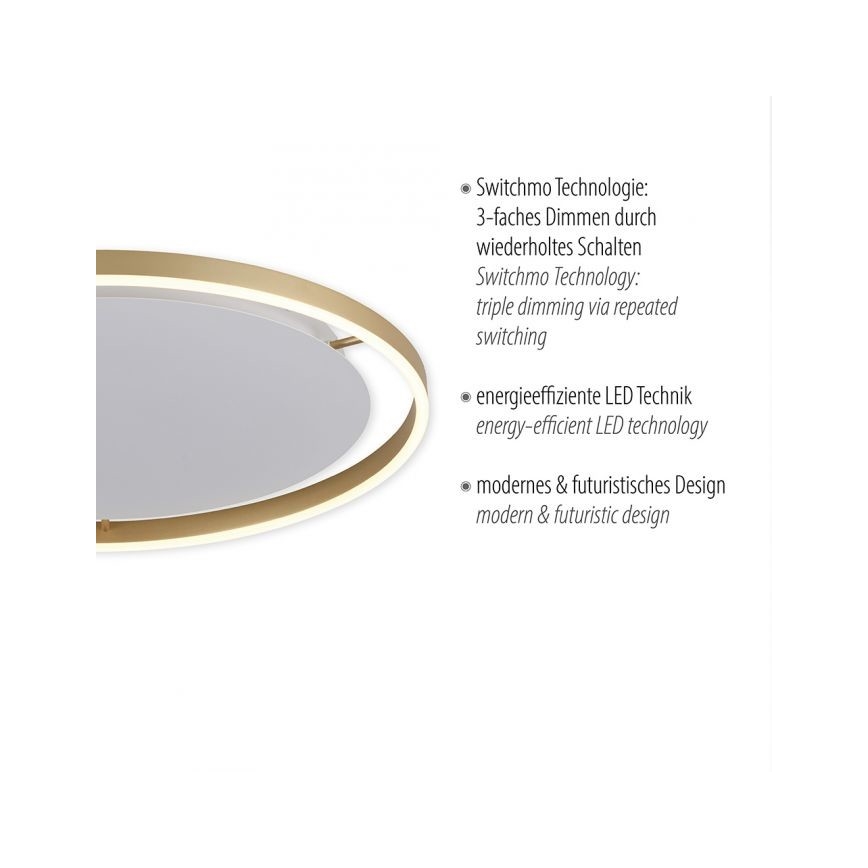 Leuchten Direkt 15391-60 - LED dimbare plafondlamp RITUS LED/20W/230V messing