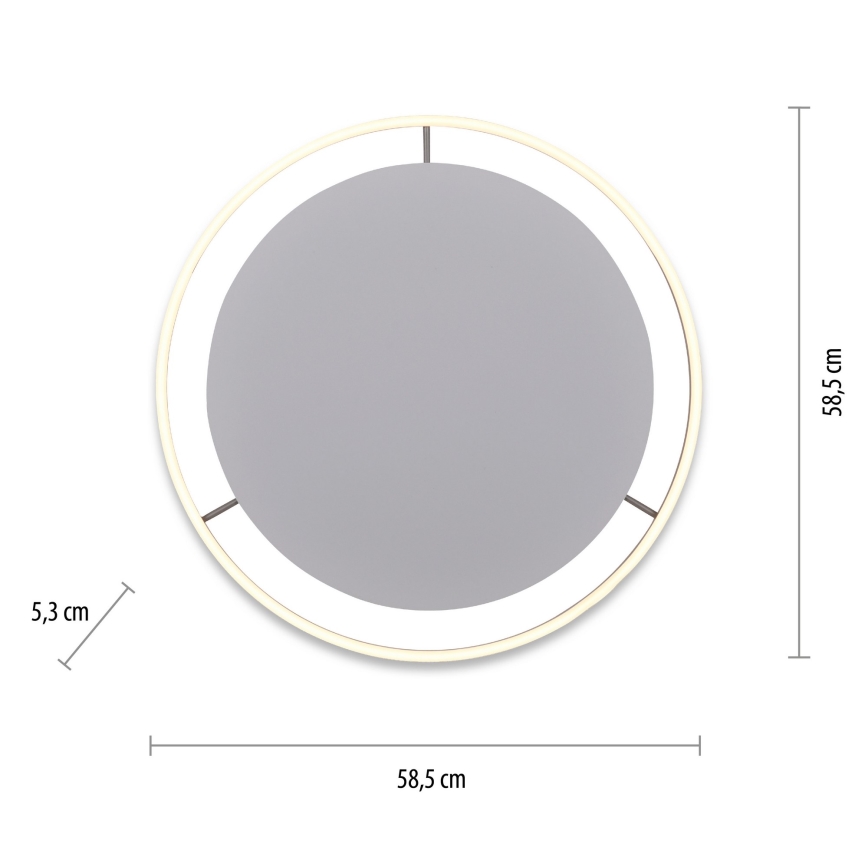 Leuchten Direkt 15392-95 - LED dimbare plafondlamp RITUS LED/30W/230V mat chroom