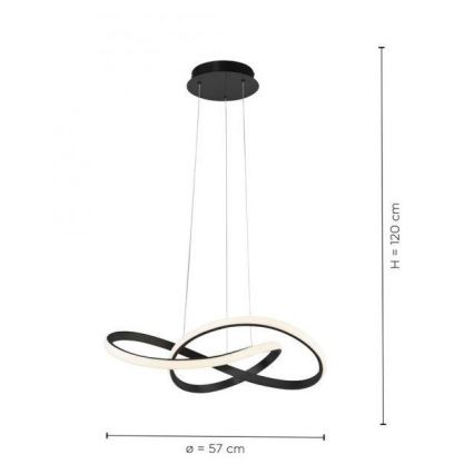 Leuchten Direkt 15402-18- Dimbare LED Hanglamp aan een koord MARIA LED/25W/230V zwart