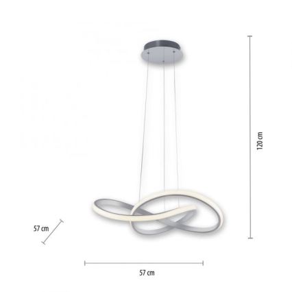 Leuchten Direkt 15402-95 - Dimbare LED Hanglamp aan een koord MARIA LED/25W/230V mat chroom