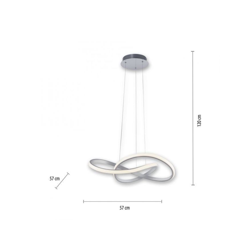 Leuchten Direkt 15402-95 - Dimbare LED Hanglamp aan een koord MARIA LED/25W/230V mat chroom