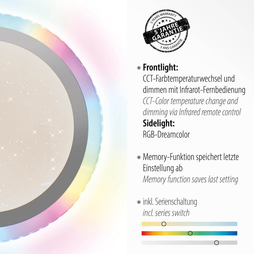 Leuchten Direkt 15411-21 - LED RGB dimbare plafondlamp CYBA LED/26W/230V + afstandsbediening