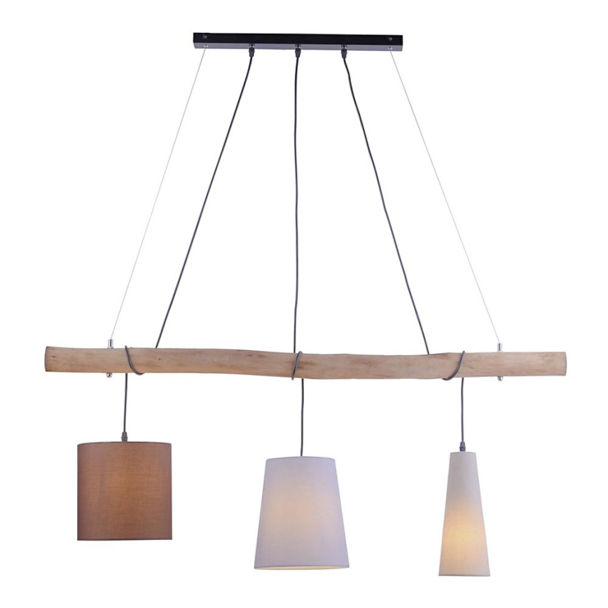 Leuchten Direkt 15460-23 - Hanglamp aan een koord DAMIAN 3xE27/60W/230V eucalyptus