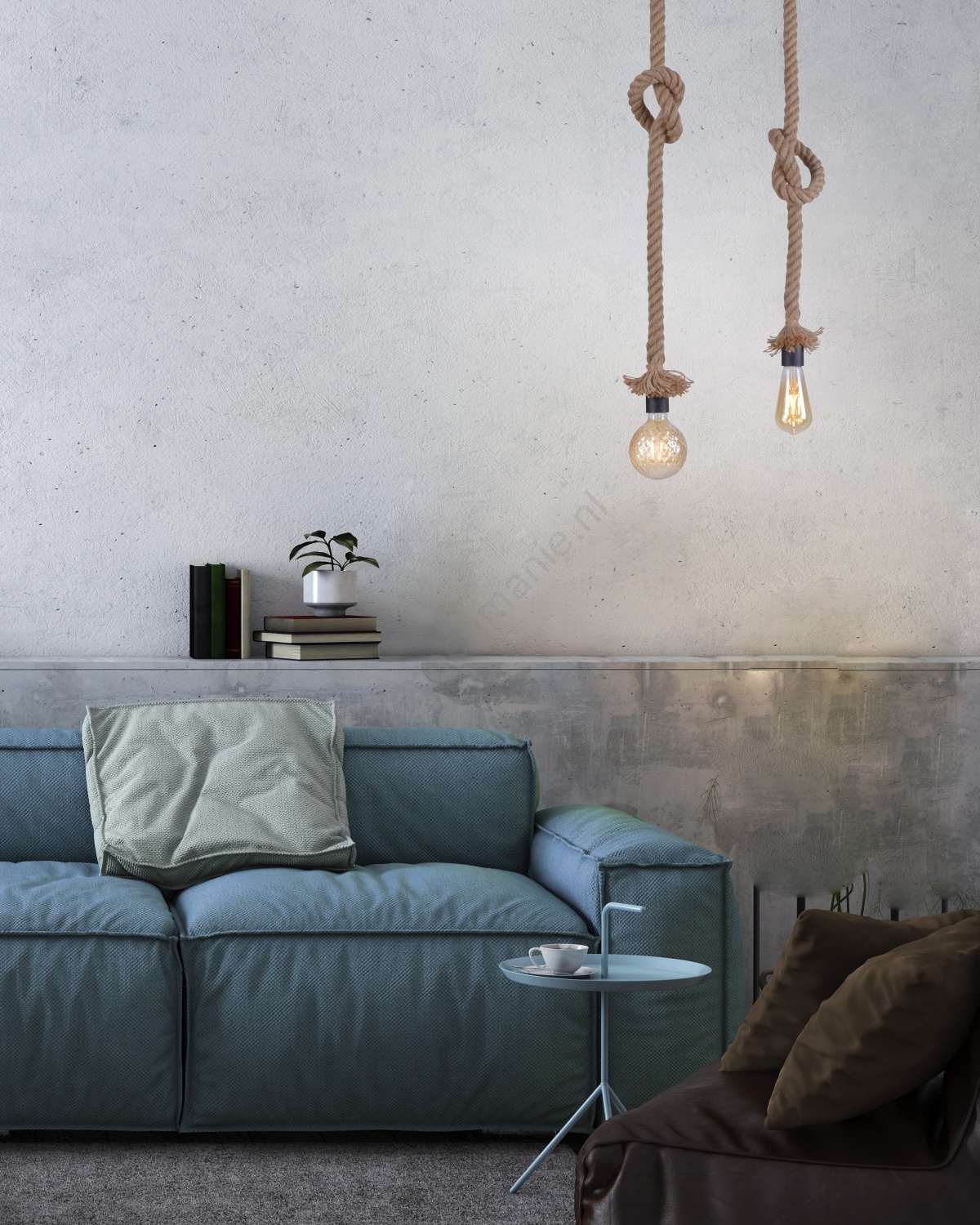 Leuchten Direkt 15486-18 - Hanglamp aan koord ROPE 2xE27/15W/230V