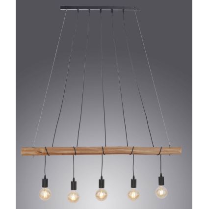 Leuchten Direkt 15515-18 - Hanglamp aan een koord DAMIAN 5xE27/60W/230V eucalyptus