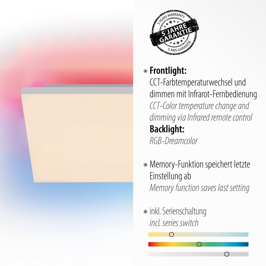 Leuchten Direkt 15561-16 - Dimbare LED RGB Plafond Lamp CONRAD LED/27W/230V + afstandsbediening