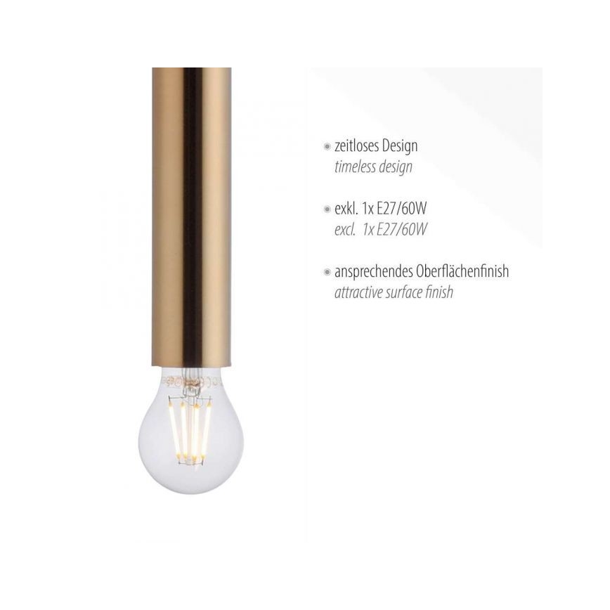 Leuchten Direkt 15617-60 - Hanglamp aan een koord BRUNA 1xE27/60W/230V messing