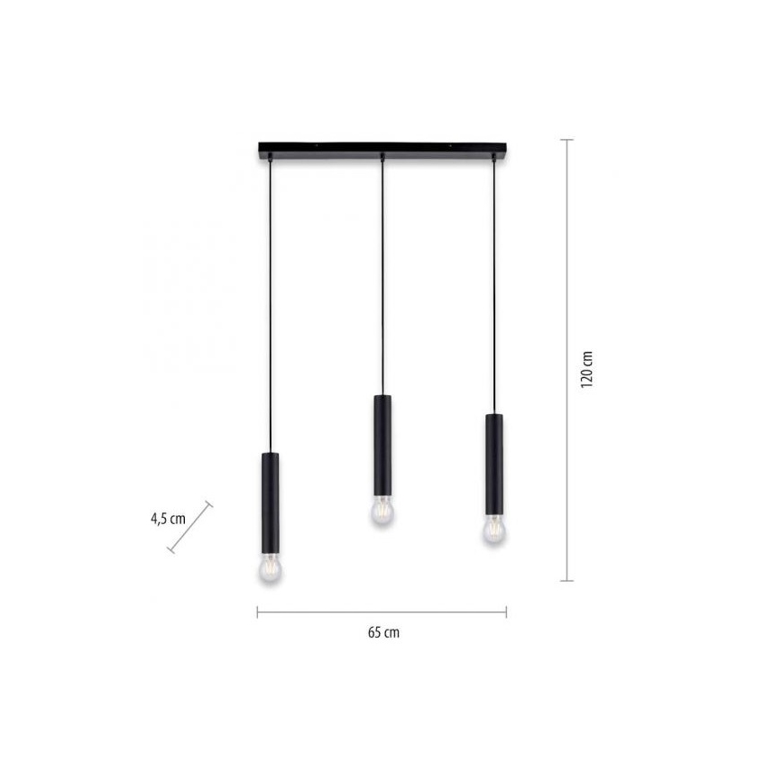 Leuchten Direkt 15618-18 - Hanglamp aan een koord BRUNA 3xE27/60W/230V zwart