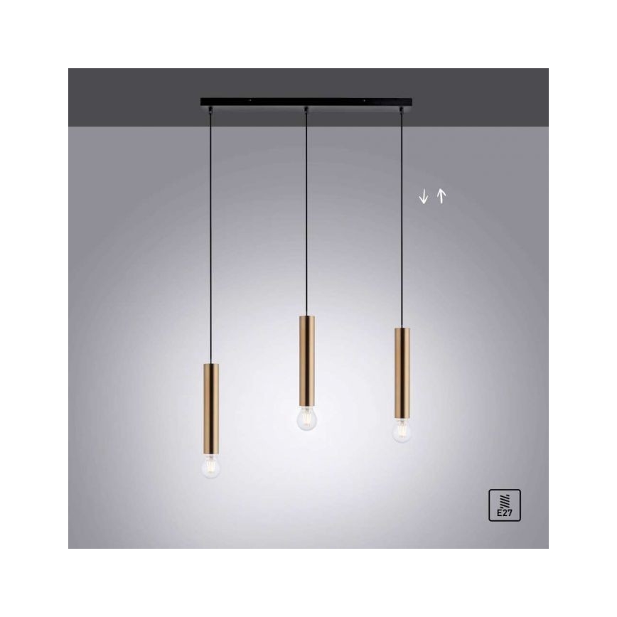 Leuchten Direkt 15618-60 - Hanglamp aan een koord BRUNA 3xE27/60W/230V messing