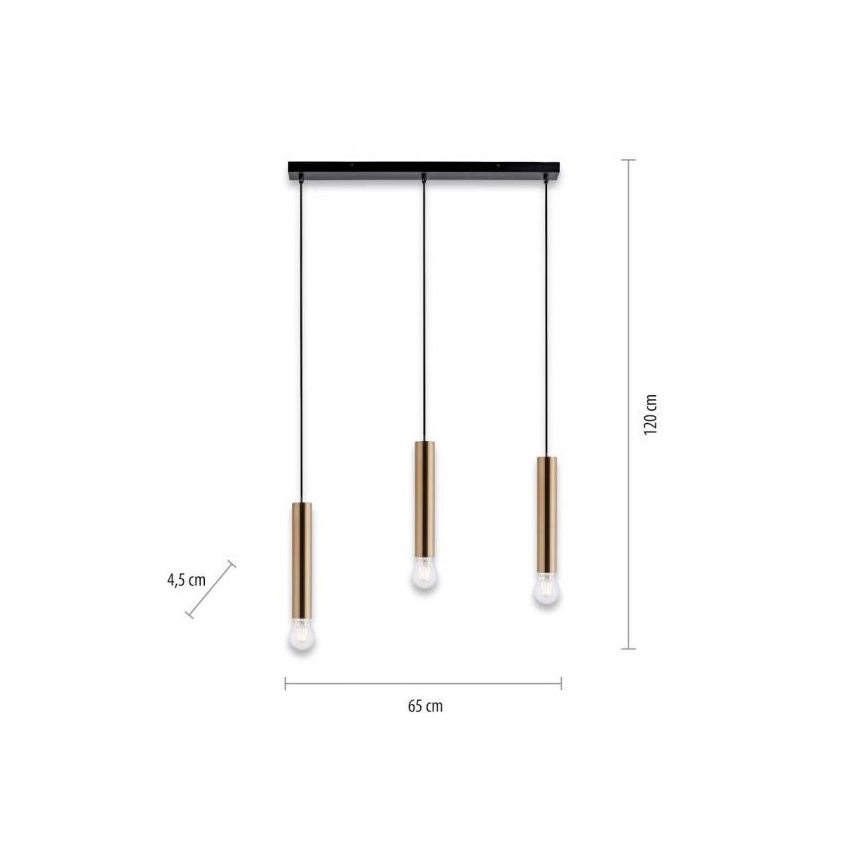 Leuchten Direkt 15618-60 - Hanglamp aan een koord BRUNA 3xE27/60W/230V messing