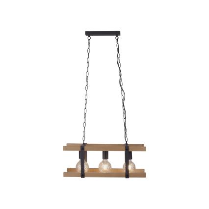 Leuchten Direkt 15683-79 - Hanglamp aan een ketting EDITH 3xE27/60W/230V grenen