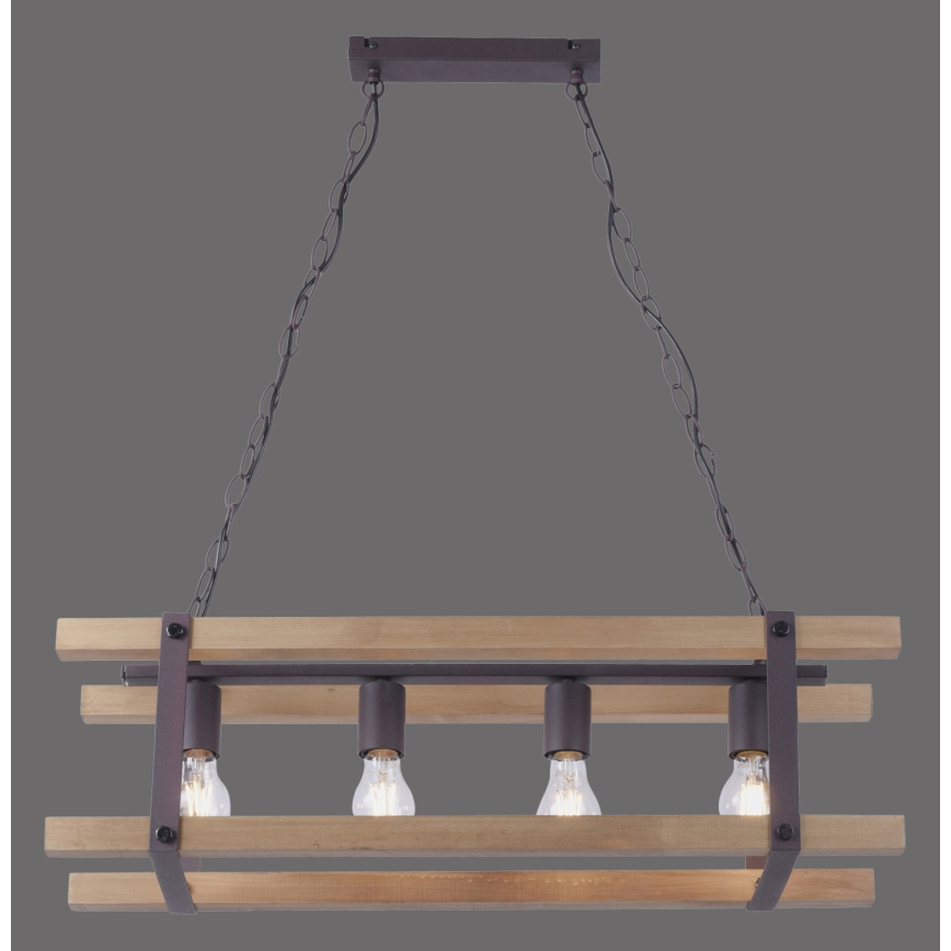 Leuchten Direkt 15684-79 - Hanglamp aan een ketting EDITH 4xE27/60W/230V grenen
