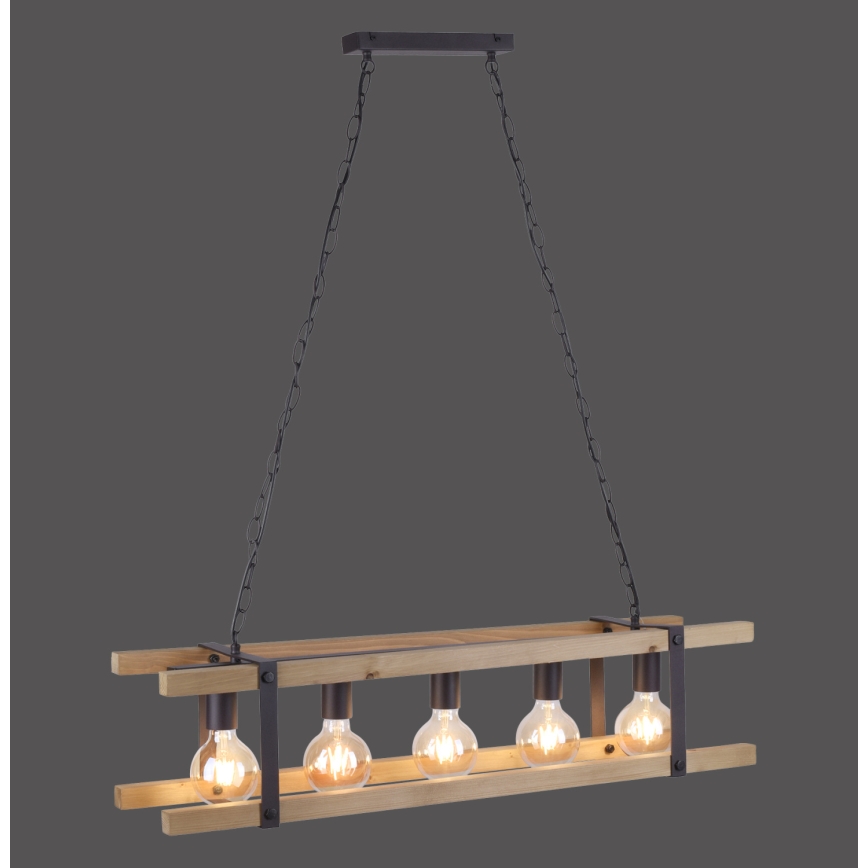 Leuchten Direkt 15685-79 - Hanglamp aan een ketting EDITH 5xE27/60W/230V grenen