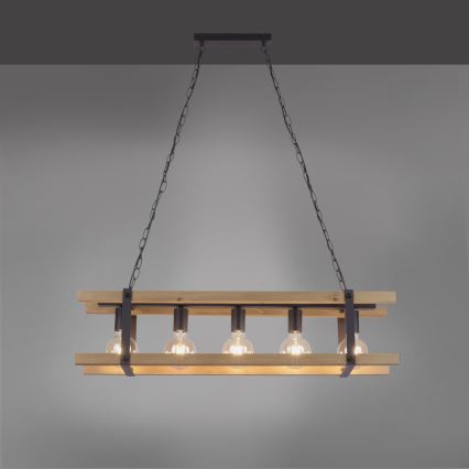 Leuchten Direkt 15685-79 - Hanglamp aan een ketting EDITH 5xE27/60W/230V grenen