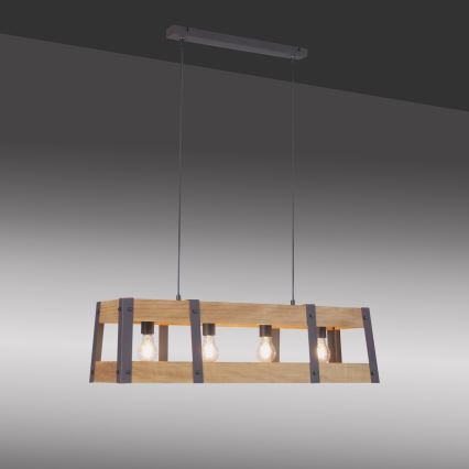 Leuchten Direkt 15721-79 - Hanglamp aan koord CRATE 4xE27/60W/230V