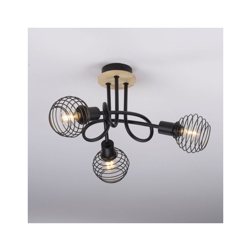 Leuchten Direkt 15923-79 - Bevestigde hanglamp EUGEN 3xE14/40W/230V eiken