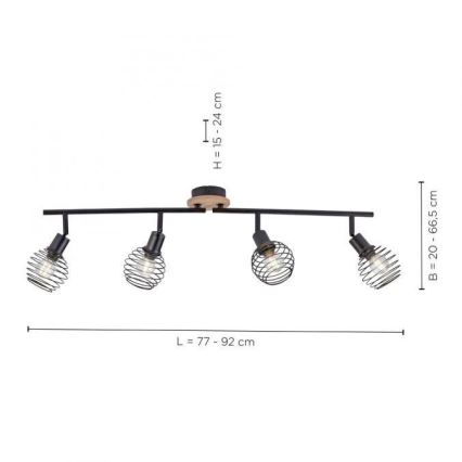 Leuchten Direkt 15924-79 - Spot EUGEN 4xE14/40W/230V eiken