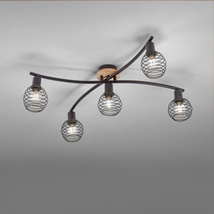 Leuchten Direkt 15925-79 - Bevestigde hanglamp EUGEN 5xE14/40W/230V eiken
