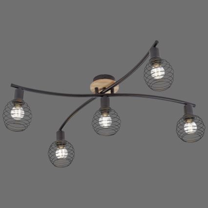 Leuchten Direkt 15925-79 - Bevestigde hanglamp EUGEN 5xE14/40W/230V eiken