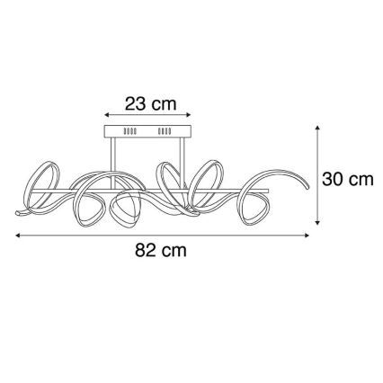 Leuchten Direkt 19032-21 - Dimbare LED Hanglamp voor Oppervlak Montage CURLS LED/25,8W/230V