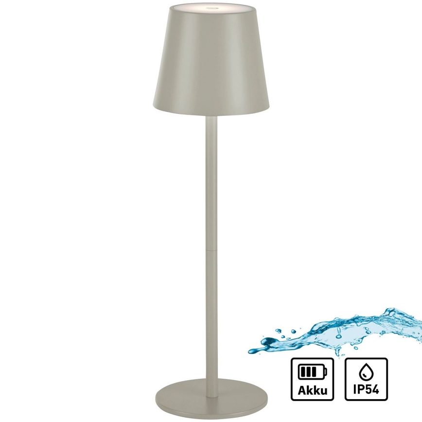 Leuchten Direkt 19250-40 - LED Buiten dimbare oplaadbare tafellamp EURIA LED/3W/5V 2600 mAh IP54 grijs