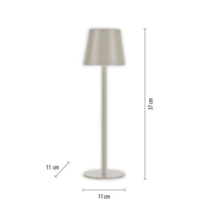 Leuchten Direkt 19250-40 - LED Buiten dimbare oplaadbare tafellamp EURIA LED/3W/5V 2600 mAh IP54 grijs
