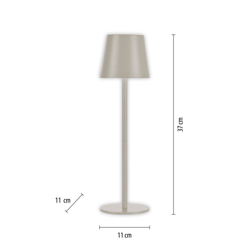 Leuchten Direkt 19250-40 - LED Buiten dimbare oplaadbare tafellamp EURIA LED/3W/5V 2600 mAh IP54 grijs