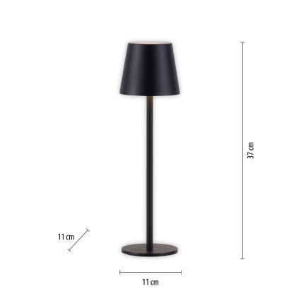 Leuchten Direkt 19250-18 - LED Buiten dimbare oplaadbare tafellamp EURIA LED/3W/5V 2600 mAh IP54 zwart